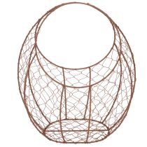 Produkt Kosz druciany, metalowa doniczka, dekoracja wiosenna, koszyk wielkanocny, brązowy, wykończenie rdzawe, wys. 34 cm, dł. 30 cm