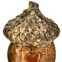 Produkt Domek ceramiczny żołędzie dekoracyjne żołędzie z motywem serca brązowy 6cm - jesienna dekoracja stołu - 6 szt