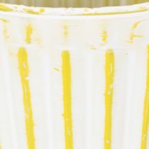 Produkt Wiadro do sadzenia, doniczka z uchwytami, metalowa dekoracja, różowo-zielono-żółta, shabby chic, Ø16,5cm, wys.15cm, zestaw 3 szt.