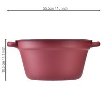Produkt Metalowe wiaderko z uchwytami, dekoracyjna donica do sadzenia, czerwone, Ø20,5 cm, wys.10,5 cm