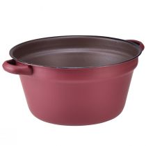 Produkt Wiadro z uchwytami, metalowa ozdobna wanna do sadzenia w kolorze czerwonym Ø20,5cm W10,5cm