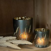 Produkt Elegancka dekoracyjna latarnia z motywem trawy, idealna do przytulnego wnętrza, 12,5 cm, 2 sztuki.