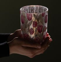 Produkt Elegancka latarenka z motywem tulipana do nastrojowej, wiosennej dekoracji, 12,5 cm, 2 sztuki.