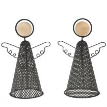Produkt Figurka Anioła Świąteczna Metalowa Czarna Naturalna 15,5cm 2szt