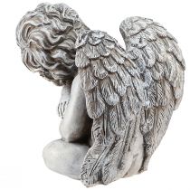 Produkt Anioł siedzący figura dekoracyjna dekoracja grobu szara żywica poliestrowa wys. 18cm