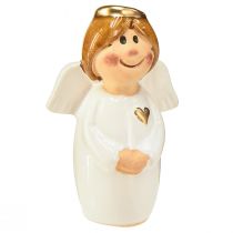 Produkt Uroczy ceramiczny aniołek ze złotymi akcentami biały 7 cm - pomysł na prezent i kochająca dekoracja - 6 szt