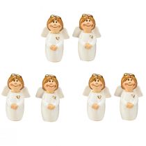 Produkt Uroczy ceramiczny aniołek ze złotymi akcentami biały 7 cm - pomysł na prezent i kochająca dekoracja - 6 szt