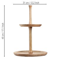 Produkt Patera na ciasto drewniana dekoracja 2-poziomowa naturalna okrągła Ø31/20cm W45cm