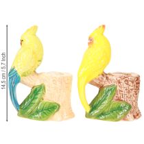 Produkt Świecznik egzotyczny ceramiczny ptaki ręcznie malowany wys. 14,5cm 2 szt.