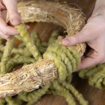 Produkt Puszysty sznurek filcowy Mirabell, wełniany, zielony, 25m, dekoracyjna wstążka do florystyki, dekoracji, rękodzieła, DIY