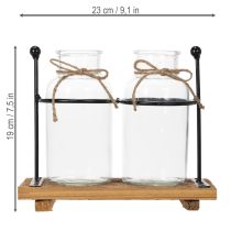 Produkt Dekoracyjny wazon butelkowy, szkło i drewno, 23x12x19,5 cm, 2 sztuki