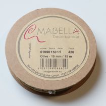 Produkt Wstążka prezentowa gałązka oliwna z eleganckimi gałązkami i oliwkami 1,5cm 15m