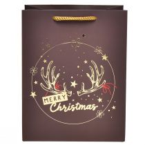 Produkt Torebka prezentowa poroże bożonarodzeniowe brązowo-złote 18x10x23cm 2szt