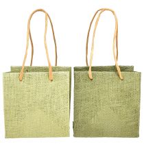 Produkt Torebki na prezenty papierowe tkane w kolorze zielonym 12x12cm 12 szt