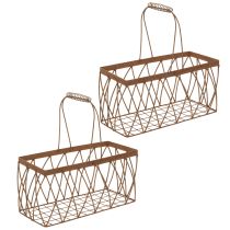 Produkt Koszyk druciany, metalowy, kolor rdzy, 28x13,5x14cm, 2 sztuki