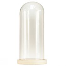 Produkt Szklany dzwonek szklany z nadprożem i podstawą z przezroczystego drewna Ø14cm W28,5cm