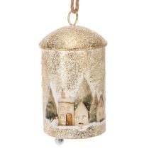 Produkt Dzwonek z motywem zimowej wioski do zawieszenia, 20cm
