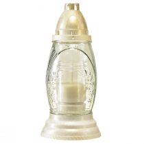 Produkt Wazon nagrobny ze szkła lekkiego, latarnia nagrobna w stylu retro, przezroczyste, białe złoto, Ø11 cm W26,5 cm