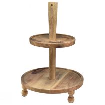 Produkt Dwupoziomowy drewniany patera na ciasto z drewna mango Ø35cm / Ø24cm W51,5cm