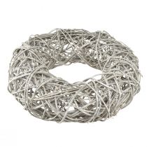 Produkt Wianek drewniany wianek dekoracyjny rattan naturalny biały Ø30cm W9,5cm