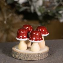Produkt Drewniane grzyby, muchomory, dekoracja, drewno, FSC, czerwono-brązowe, wys. 6,5/7 cm, 4 sztuki