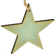 Produkt Drewniane gwiazdki do zawieszania dekoracji okiennych miętowo-złote 12/20/26cm, zestaw 3 szt