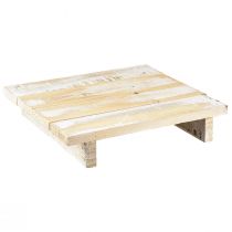 Produkt Drewniana taca z dekoracją drewnianą vintage brązowo-biała 24x24cm