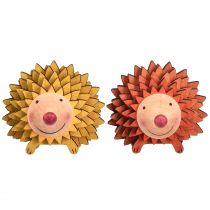 Produkt Jeż dekoracja drewniana figurka jesień pomarańczowo-żółta 8×7×6cm 4 sztuki