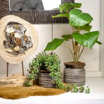 Produkt Ceramiczna doniczka wazon dekoracyjny metaliczny szary brązowy 14×14cm