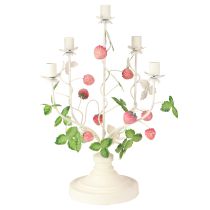 Produkt Świecznik 5-ramienny kremowy metalowy dekoracja truskawka wys. 44cm