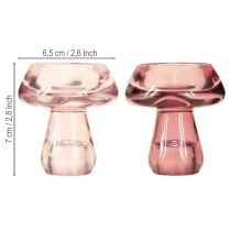 Produkt Świecznik grzybek tealight szklany jagodowy Ø6,5cm wys.7cm 2szt