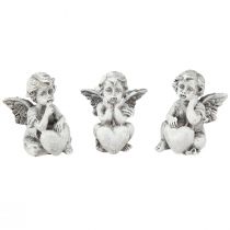 Produkt Aniołek z sercem dekoracja nagrobna figurka szara wys. 5,5cm 6 szt