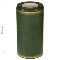 Produkt Elegancka wstążka do wieńca z mory, 175 mm, ciemnozielona z perłowym brzegiem i splotem taftowym na okazje świąteczne