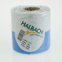 Produkt Wstążka do wieńca Moiré w kolorze niebiesko-białym, 100 mm dekoracyjna wstążka z tafty