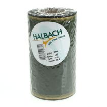 Produkt Elegancka wstążka do wieńca z mory, 175 mm, ciemnozielona z perłowym brzegiem i splotem taftowym na okazje świąteczne