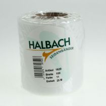 Produkt Biała wstążka do wieńca 100mm x 25m Dekoracja florystyczna na pogrzeb