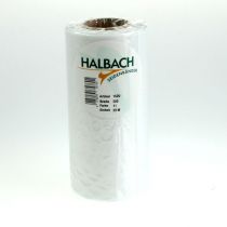 Produkt Biała wstążka do wieńca, szerokość 200 mm, rolka 25 m, wstążka żałobna, wstążka kokardka, wstążka dekoracyjna do florystyki pogrzebowej i na inne okazje