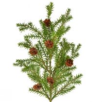 Produkt Sztuczne gałązki iglaste - gałązki sosnowe z szyszkami zielone 48cm 3szt