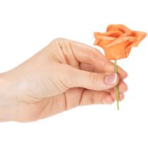 Produkt Sztuczna róża pomarańczowa, kwiat 5cm, pojedyncza, 100 sztuk
