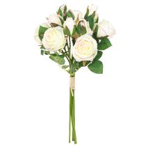 Produkt Sztuczne Róże Sztuczne Kwiaty Bukiet Kremowy 36cm 12szt
