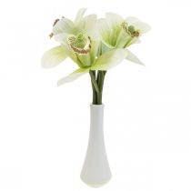 Sztuczne storczyki sztuczne kwiaty w wazonie biało/zielone 28cm