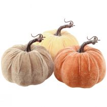 Produkt Dekoracja dyniowa jesienna żółta brązowa pomarańczowa Ø13cm W11,5cm 3 szt