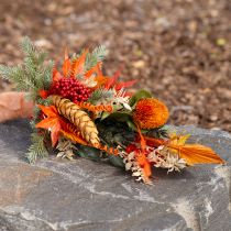 Produkt Kwiaty sztuczne, Banksia, Proteaceae Pomarańczowe Dł. 58 cm Wys. 6 cm 3 szt.