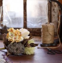 Produkt Bukiet ze sztucznych kwiatów, róża, hortensja, wygląd suchy, dekoracja vintage, 38 cm