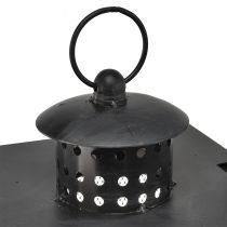 Produkt Duża metalowa latarnia z drucianymi okienkami w kolorze antycznej szarości - 19x36x60 cm - dekoracyjna latarnia z uchwytem do przenoszenia