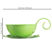 Produkt Metalowy kubek dekoracyjny, kolor zielonego jabłka, ze spodkiem, wys. 8 cm, Ø11,5 cm, 2 sztuki
