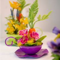 Produkt Metalowy dekoracyjny kubek Ø16cm H9cm filiżanka do herbaty ze spodkiem fioletowy 2 szt