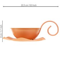 Produkt Filiżanka dekoracyjna metalowa, pomarańczowa, Ø11,5cm, wys.6cm, ze spodkiem, 2 sztuki