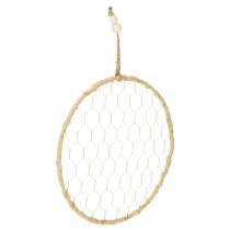 Produkt Pierścionek dekoracyjny boho metalowy, srebrny, Ø28cm z naturalną rafią, zestaw 4 sztuk - ozdoba wisząca, dekoracja ścienna
