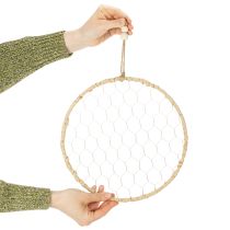 Produkt Pierścionek dekoracyjny boho metalowy, srebrny, Ø28cm z naturalną rafią, zestaw 4 sztuk - ozdoba wisząca, dekoracja ścienna